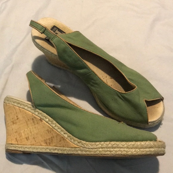 Aj Valenci Shoes - Green wedge peep toes